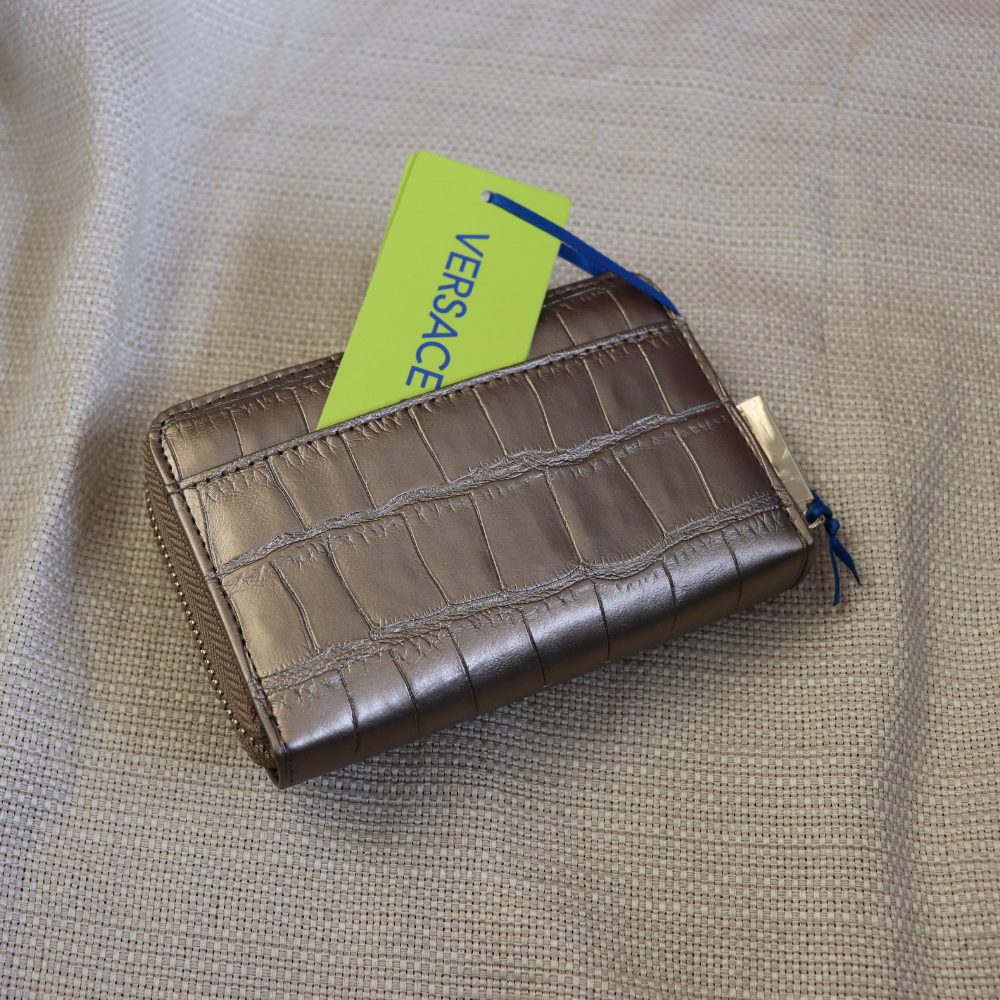 Gold Croc-Embossed Wallet