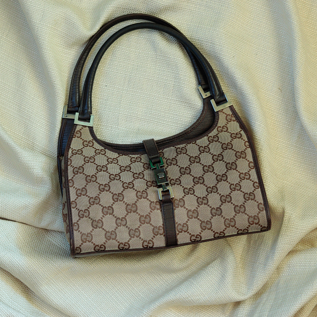 Gucci monogram print handbag front_ The Guilty Woman