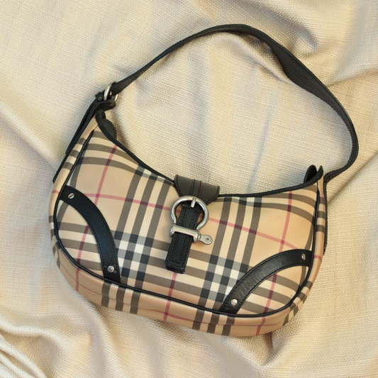 burberry check leather trim bag front_ The Guilty Woman