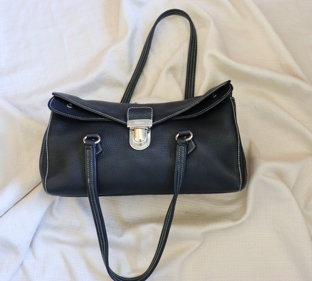 Prada Pebbled-Leather Shoulder Bag
