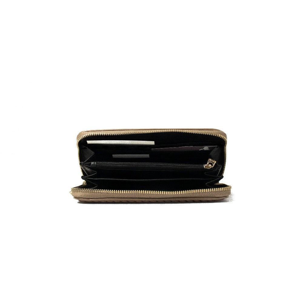 Versace Hazelnut Plissé Wallet - Wallet front
